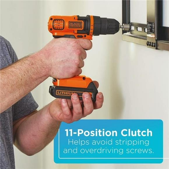 BLACK+DECKER 20V MAX Cordless Drill and Driver, 3/8 Inch with Battery &Charger - Picture 3 of 5